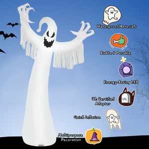 12 Feet Halloween Inflatable Spooky Ghost with Blower and LED Lights — view 3