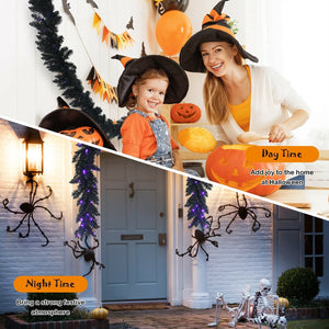 9 Feet Pre-lit Christmas Halloween Garland with 50 Purple LED Lights — view 2