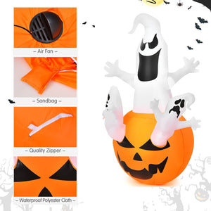 6 Feet Pumpkin-Halloween Blow Up Yard Decorations with Build-in LED Light — view 8