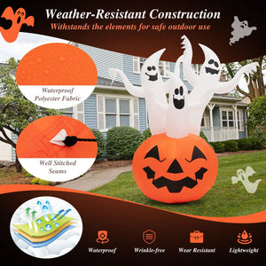 6 Feet Inflatable Halloween Ghosts with Pumpkin Decor and Rotating Lamp — view 7