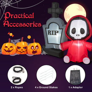 5 Feet Inflatable Halloween Ghost Holding Sickle and Tombstone Yard Decor — view 6
