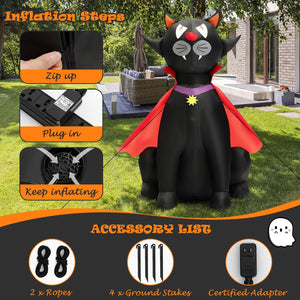 4.7 Feet Halloween Inflatable Vampire Cat with Red Cloak — view 5