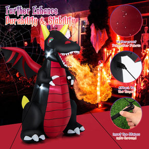 8 Feet Halloween Inflatable Fire Dragon Decoration with LED Lights — view 8