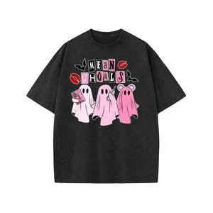 Unisex "Mean Ghouls" Halloween T-Shirt – Washed Cotton, Vintage Streetwear, Bat Graphic — view 6