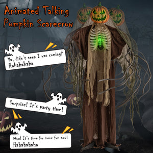 6 Feet Halloween Animatronics Light Up Talking Ghost Pumpkin with Glowing Ribs and Moving Head — view 8