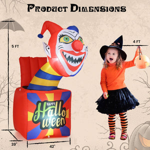 6 Ft Halloween Inflatable Clown with LED Lights for Indoor Outdoor Porch — view 5