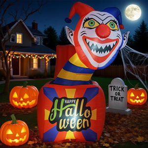6 Ft Halloween Inflatable Clown with LED Lights for Indoor Outdoor Porch — view 2