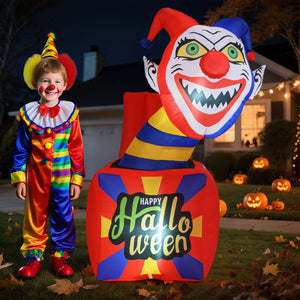 6 Ft Halloween Inflatable Clown with LED Lights for Indoor Outdoor Porch — view 6