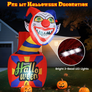 6 Ft Halloween Inflatable Clown with LED Lights for Indoor Outdoor Porch — view 7
