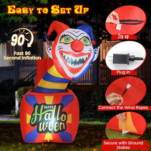 6 Ft Halloween Inflatable Clown with LED Lights for Indoor Outdoor Porch — view 8