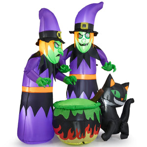 6 Ft Inflatable Halloween Witches with Cauldron & Black Cat — view 3