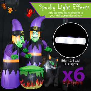 6 Ft Inflatable Halloween Witches with Cauldron & Black Cat — view 7