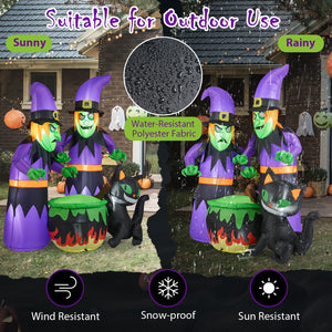 6 Ft Inflatable Halloween Witches with Cauldron & Black Cat — view 8