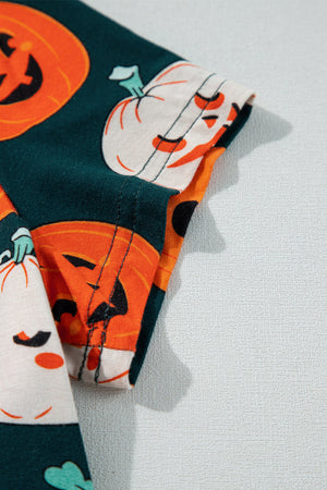 Orange Halloween Pattern Short Sleeve Shirt Pajama Set — view 34