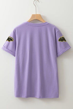 Wisteria Sequin Halloween Bat Patched Casual T Shirt — view 6