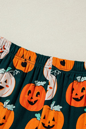 Orange Halloween Pattern Short Sleeve Shirt Pajama Set — view 22