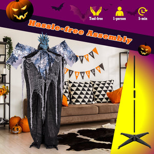 6ft Halloween Animatronic Decoration with Light Up Eyes Posable Wings and Arms — view 6