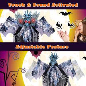 6ft Halloween Animatronic Decoration with Light Up Eyes Posable Wings and Arms — view 7