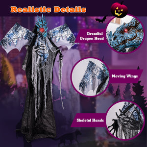 6ft Halloween Animatronic Decoration with Light Up Eyes Posable Wings and Arms — view 8