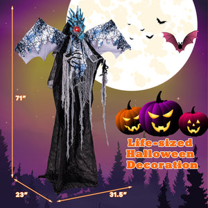 6ft Halloween Animatronic Decoration with Light Up Eyes Posable Wings and Arms — view 4