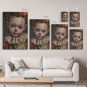 Haunting Clown with Cracked Face - Spooky Halloween Art Print - Creepy Home Decor - Scary Clown Wall Art - Perfect Halloween Decoration — view 7