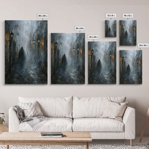 Misty Alley Canvas Print - Halloween Art, Spooky Home Decor, Dark Alley Wall Art, Ghost Art, Halloween Decor, Framed Canvas Print Creepy Art — view 7