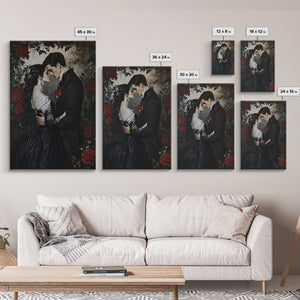 Dark Romance Painting Print, Victorian Gothic Wall Art, Halloween Decor, Gift Idea For Goth Couples, Goth Decor, Goth Wall Art, Dark Academia — view 7