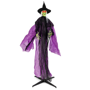 7.2 ft Halloween Standing Witch with Lighted Eyes and Automatic Arm Movement — view 3