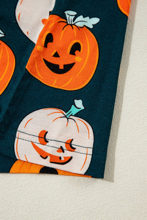 Orange Halloween Pattern Short Sleeve Shirt Pajama Set — view 20