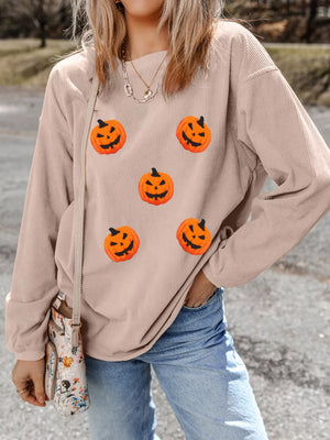 Halloween Pumpkin Drop Shoulder Sweatshirt — view 1
