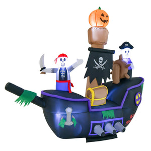 7 Feet Long Halloween Inflatable Pirate Ship with LED Lights Blower — view 3
