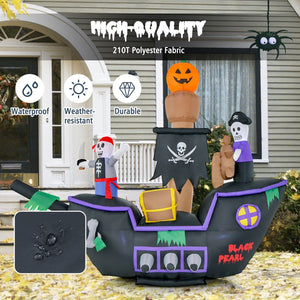 7 Feet Long Halloween Inflatable Pirate Ship with LED Lights Blower — view 6