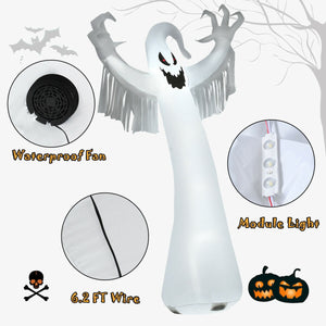 12 Feet Halloween Inflatable Spooky Ghost with Blower and LED Lights — view 5