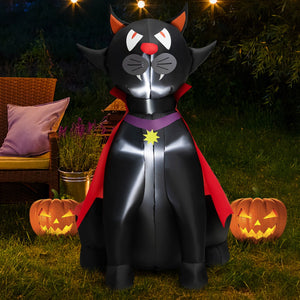 4.7 Feet Halloween Inflatable Vampire Cat with Red Cloak — view 6