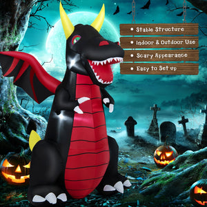 8 Feet Halloween Inflatable Fire Dragon Decoration with LED Lights — view 7