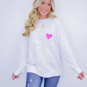 Sequin Skeleton Halloween Sweatshirt for Women – Spooky Casual Crew Neck Pullover, Long Sleeve Fall Streetwear — view 3