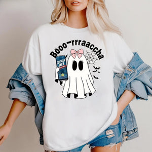 Cute Ghost "Boo" Halloween T-Shirt - Drinking Mexican Ghost Graphic Tee, Spooky Season Apparel — view 7