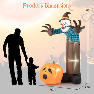 7 FT Inflatable Halloween Haunted Scarecrow Pumpkin Ghost with Built-in LED Lights — view 4