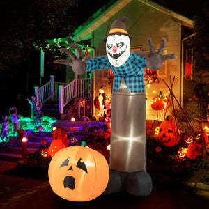 7 FT Inflatable Halloween Haunted Scarecrow Pumpkin Ghost with Built-in LED Lights — view 2