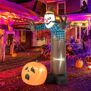 7 FT Inflatable Halloween Haunted Scarecrow Pumpkin Ghost with Built-in LED Lights — view 6