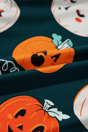 Orange Halloween Pattern Short Sleeve Shirt Pajama Set — view 28
