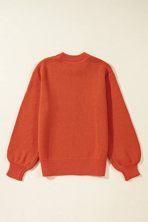 Halloween Pumpkin Face Drop Shoulder Sweater — view 7