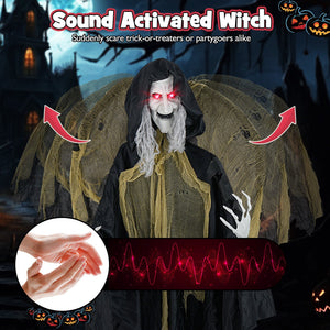 8.2 ft Halloween Standing Witch with Lighted Eyes and Automatic Wing Movement — view 6