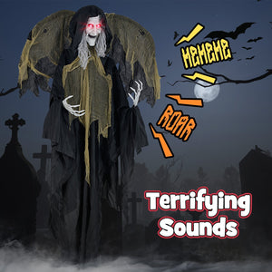 8.2 ft Halloween Standing Witch with Lighted Eyes and Automatic Wing Movement — view 7