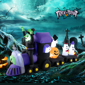 8.2 Feet Long Halloween Inflatable Train with Witch and 4 Ghosts — view 2