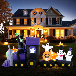 8.2 Feet Long Halloween Inflatable Train with Witch and 4 Ghosts — view 6
