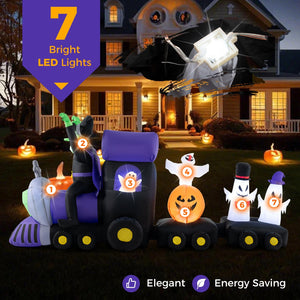 8.2 Feet Long Halloween Inflatable Train with Witch and 4 Ghosts — view 8