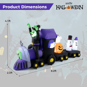 8.2 Feet Long Halloween Inflatable Train with Witch and 4 Ghosts — view 5