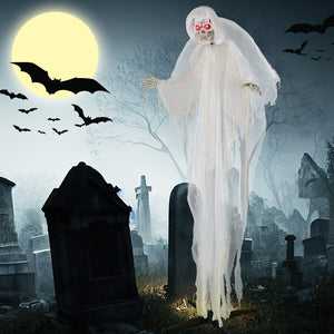 8.3 ft Halloween Standing Haunted Angel with Lighted Eyes and Automatic Wing Movement — view 1
