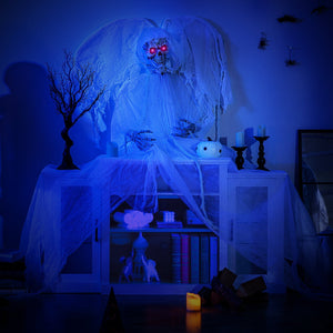 8.3 ft Halloween Standing Haunted Angel with Lighted Eyes and Automatic Wing Movement — view 2
